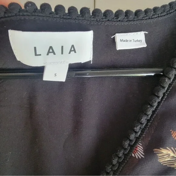 Anthropologie LAIA Ines Maxi Dress Black Floral Pleated Flare Sheath Small - Picture 8 of 9